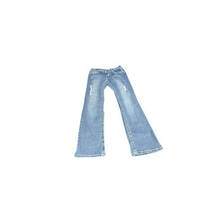 Juniors Bongo Blue Distressed Flare Jeans Size 17 #801